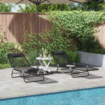 Kokkupandav lamamistool 2-isik 2 pcs must 182 x 55 x 85.5 cm