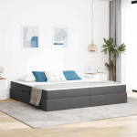 Voodi hoiukohaga ja madratsiga tumehall 200 x 200 cm pol&uuml;ester