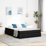 Voodi hoiukohaga ja madratsiga must 140 x 190 cm pol&uuml;ester