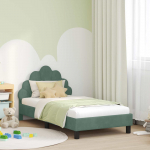Laste voodiraam peatoega peaga mere roheline 80 x 160 cm samet