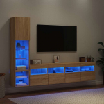 4-osaline telerikappide komplekt led-tuledega, sonoma tamm