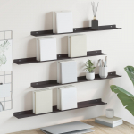 Seinariiul riiuliga ladustamisega 4 pcs must 80 x 9 x 2,5 cm