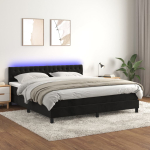 Kontinentaalvoodi madrats ja led, must, 160x200 cm, samet