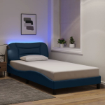 Voodiraam led-iga ilma madratsita hvar, sinine, 100x200 cm, kangas