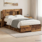 Voodiraam ladustamisega peaga vana puit 120 x 190 cm tehispuit