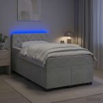 Vedruvoodi madratsiga led-ribadega helehall 120 x 190 cm samet