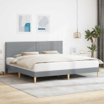 Voodi raam peaga helehall 200 x 200 cm kangas