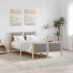 Voodi raam peaga helehall 120 x 190 cm kangas