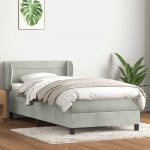 Box vedruvoodi madratsiga helehall 80x210 cm samet