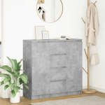 Puhvetkapp sahtlitega, betoonhall, 100,5x35x98,5 cm, tehispuit
