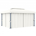 Varjualune kardinaga 4 x 3 m, kreemjasvalge, alumiinium