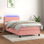 Kontinentaalvoodi madrats, led, roosa, 90x200 cm, samet