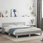 Led-tulede ja peatsiga voodiraam,hall sonoma tamm, 180 x 200 cm