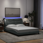 Voodiraam led-iga ilma madratsita hvar, helehall, 120x200 cm, kangas