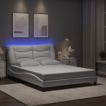 Voodiraam led-iga ilma madratsita hvar valge kunstnahast 140 x 200 cm