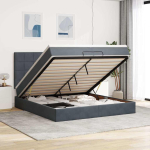 Ottomani voodiraam madratsitega, tumehall, 200x200 cm, samet