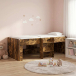 Laste k&otilde;rge voodi raam suitsutatud tamm 90 x 190 cm tehispuit