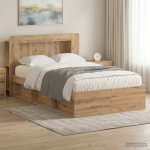 Voodiraam ladustamisega artisan tamm 120 x 200 cm tehispuit