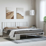 Metallist voodiraam peatsiga, valge, 183x213 cm