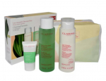 Komplekt Clarins Velvet Cleansing Milk 200ml + Purifying Toning Lotion 200ml + Pure Scrub 15ml + Kosmeetikakott