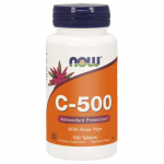 NOW FOODS C-vitamiin metsikute roosidega 500 mg C-500 (100 tabletti).