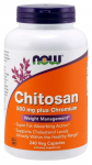NOW FOODS Kitosan - kitosaan 500 mg + kroom 100 mcg (240 kapslit).