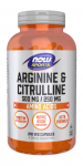 NOW FOODS L-arginiin 500 mg + L-tsitrulliin 250 mg (240 kapslit)