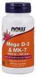 NOW Foods Mega D-3 ja MK-7 - 60 kapslit