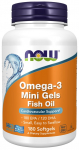 NOW FOODS Omega 3 minigeelid - DHA 120 mg + EPA 180 mg (180 kapslit).