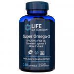 Life Extension Super Omega-3 EPA/DHA kala&otilde;li, seesamilignaanid ja oliiviekstrakt - 240 pehmet kapslit