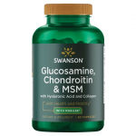 SWANSON Gl&uuml;koosamiin, kondroitiin, MSM, h&uuml;aluroonhape, kollageen (90 kapslit).