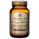 Solgar D3-vitamiin 125 mcg (5000 R&Uuml;) &ndash; 120 k&ouml;&ouml;giviljakapslit