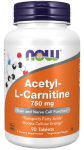 NOW FOODS atset&uuml;&uuml;l-L-karnitiin 750 mg (90 tabletti).