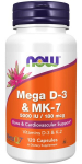 NOW Foods Mega D-3 ja MK-7 - 120 kapslit