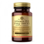 SOLGAR D3-vitamiin 1000 R&Uuml; 25 mikrogrammi n&auml;rimistabletid (100 tabletti).