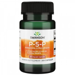 Swanson P-5-P (p&uuml;ridoksaal-5-fosfaat) koens&uuml;meeritud vitamiin B6, 20 mg - 60 kapslit