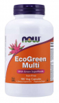 NOW FOODS EcoGreen multivitamiinide ja mineraalide kompleks ilma rauata (180 kapslit).
