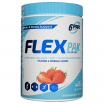 6PAK Flex Pak, h&uuml;drol&uuml;&uuml;situd kollageen + MSM + gl&uuml;koosamiinsulfaat, maasika maitseaine - 400 g