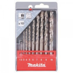 10-osaline metallipuuride komplekt MAKITA HSS-G 1-10mm