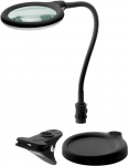 LED luuplamp aluse ja klambriga 6W, ⌀ 100mm l&auml;&auml;ts, 1.75x suurendus, 480lm, must