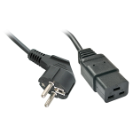 220V Toitekaabel 2.0m, must, CEE 7/7 pistik nurgaga - C19 (16A)
