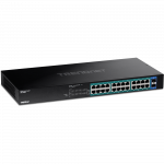 PoE Switch: 24 x 10/100/1000Mbps PoE+ 2xSFP, r&auml;kitav, 370W