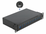USB 3.2 hub, 10 porti, t&ouml;&ouml;stuslik, 0 - 60&deg;C, kinnitused kaasas, rackitav