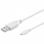 USB 2.0 kaabel A - Micro B 1.8m, valge