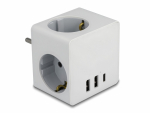 Harupesa 3-ne maandusega 250V (max 3680W), valge, 2x USB-A, 1x USB-C