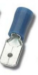 Faston pistik 6,35x0,81mm 1,5...2,5mm2 juhtmele, sinine, 100tk
