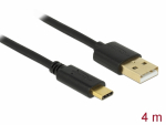 USB-C kaabel C - A 4.0m. must, kullatud kontaktid (USB 2.0 480 Mbps)