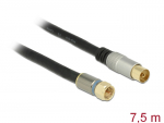 Antennikaabel F pistik / IEC pesa 7.5m RG-6/U, premium, kullatud otstega, must