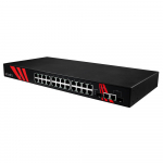 Switch: 24 x 10/100/1000BaseT(X) PoE+, 2 x 10/100/1000BaseT(x) / 2 x SFP, -10 kuni 70&deg;C, mittemanageeritav, rackitav, 48-55VDC