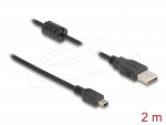 USB 2.0 kaabel A - Mini B 2.0m, ferriidiga, must